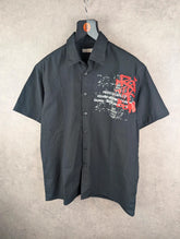 Staccato Shirt Mens Medium M Black Y2K Short Sleeve